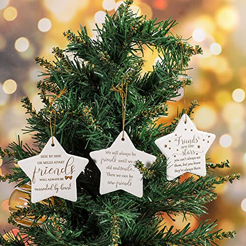 CHENGU 3 Pieces Christmas Ceramic Star Ornaments Friends Gift Holiday Decor