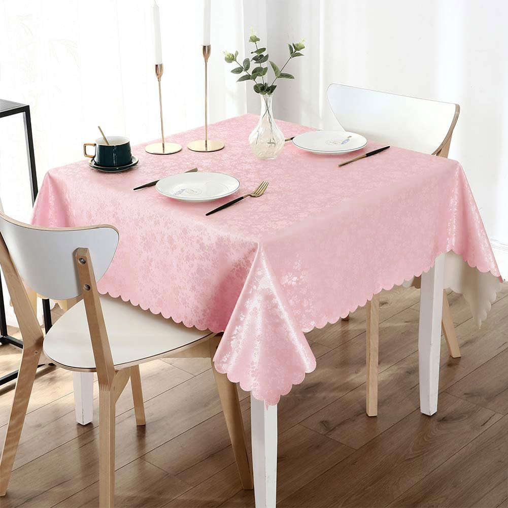 Smiry Square Table Cloth, Waterproof Heavy Duty Vinyl Tablecloths, Wipeable Washable Table Cover for Kitchen, Dining Room & Valentines(Pink, 54" X 54")