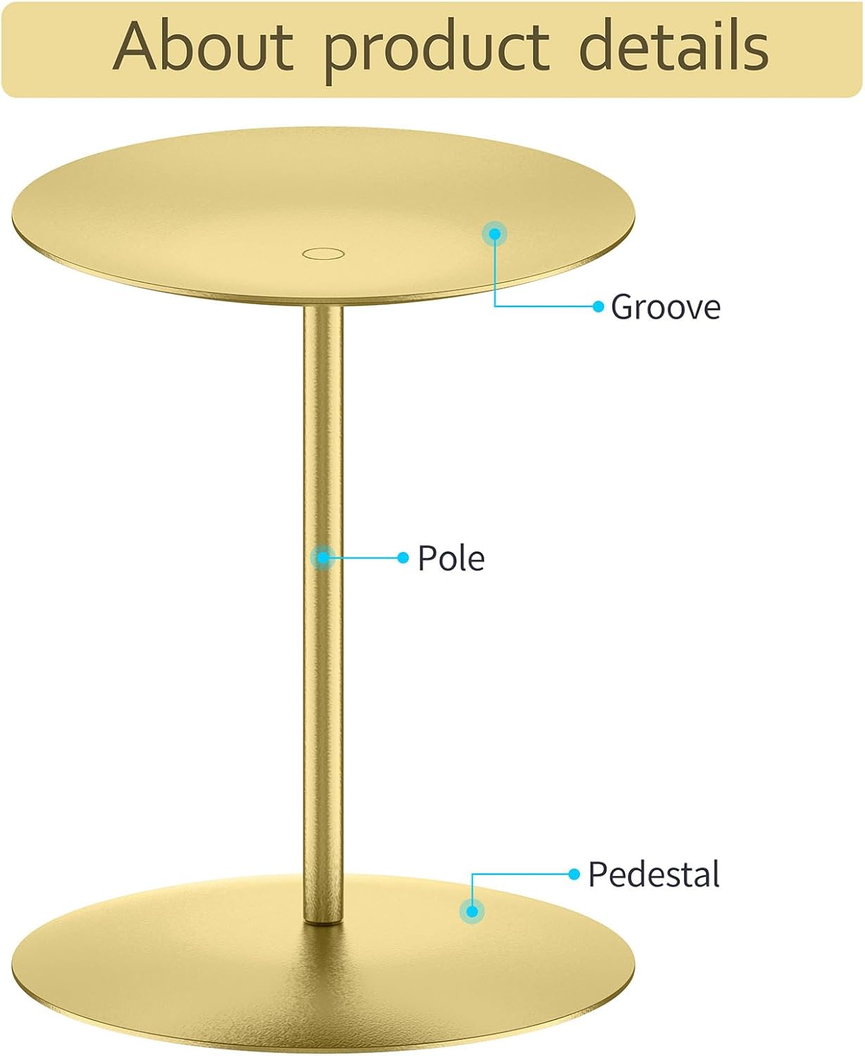 Smtyle Gold Metal Candle Holder Set - Elegant Pillar Candle Holders for Weddings | Minimalist Farmhouse Decor (Set of 3)