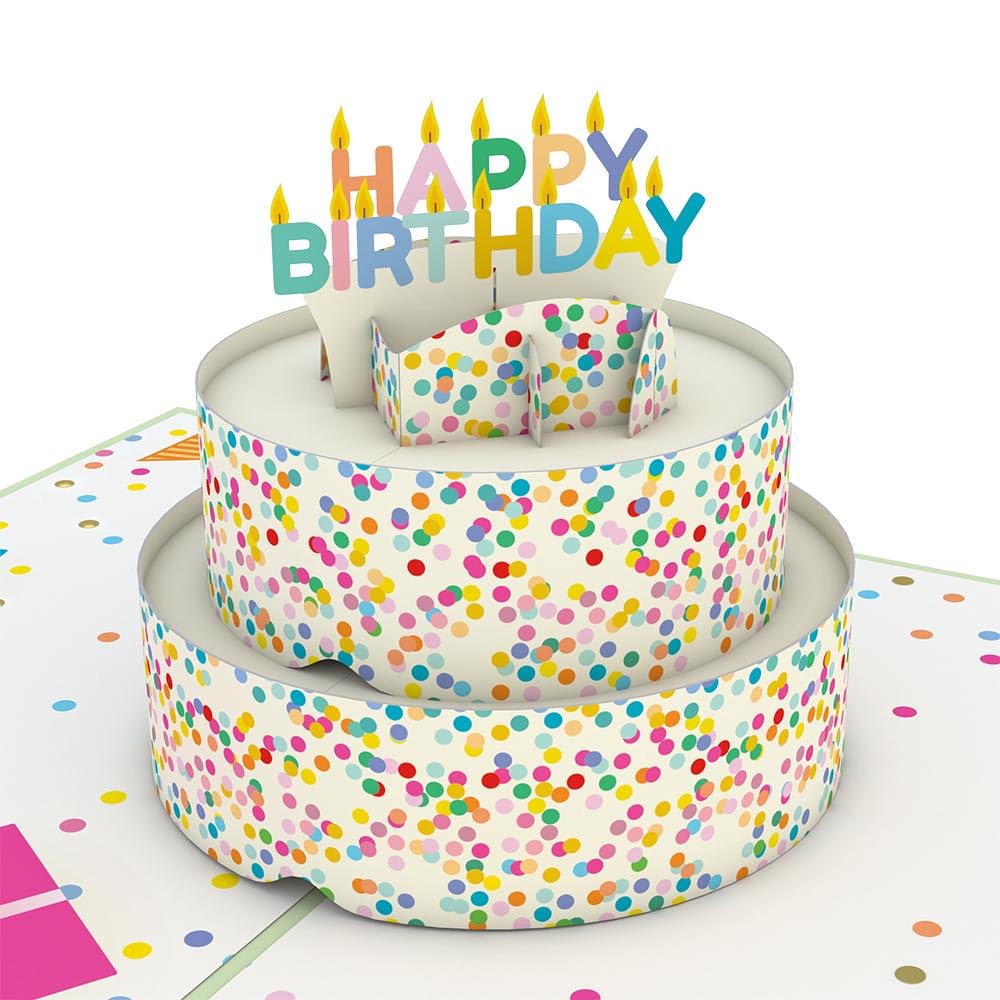 Lovepop Happy Birthday Pop-Up Card for Her, Him, Girls, Boys - 3D Greeting Cards - Sprinkles Cake - 5" x 7" - Blank Notecard & Envelope Included