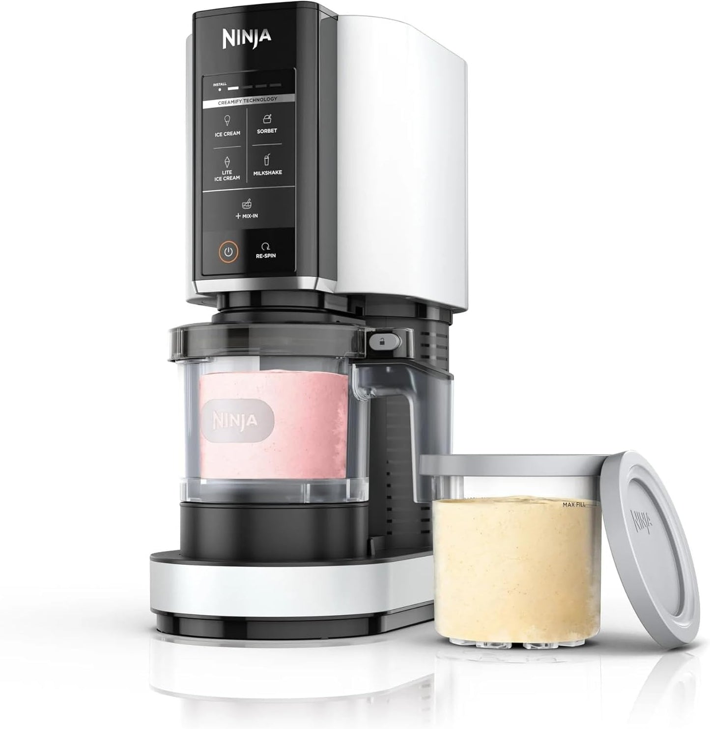 Ninja CREAMi Ice Cream Maker - 5 One-Touch Programs | Includes 2 Pints & Lids - White NC300