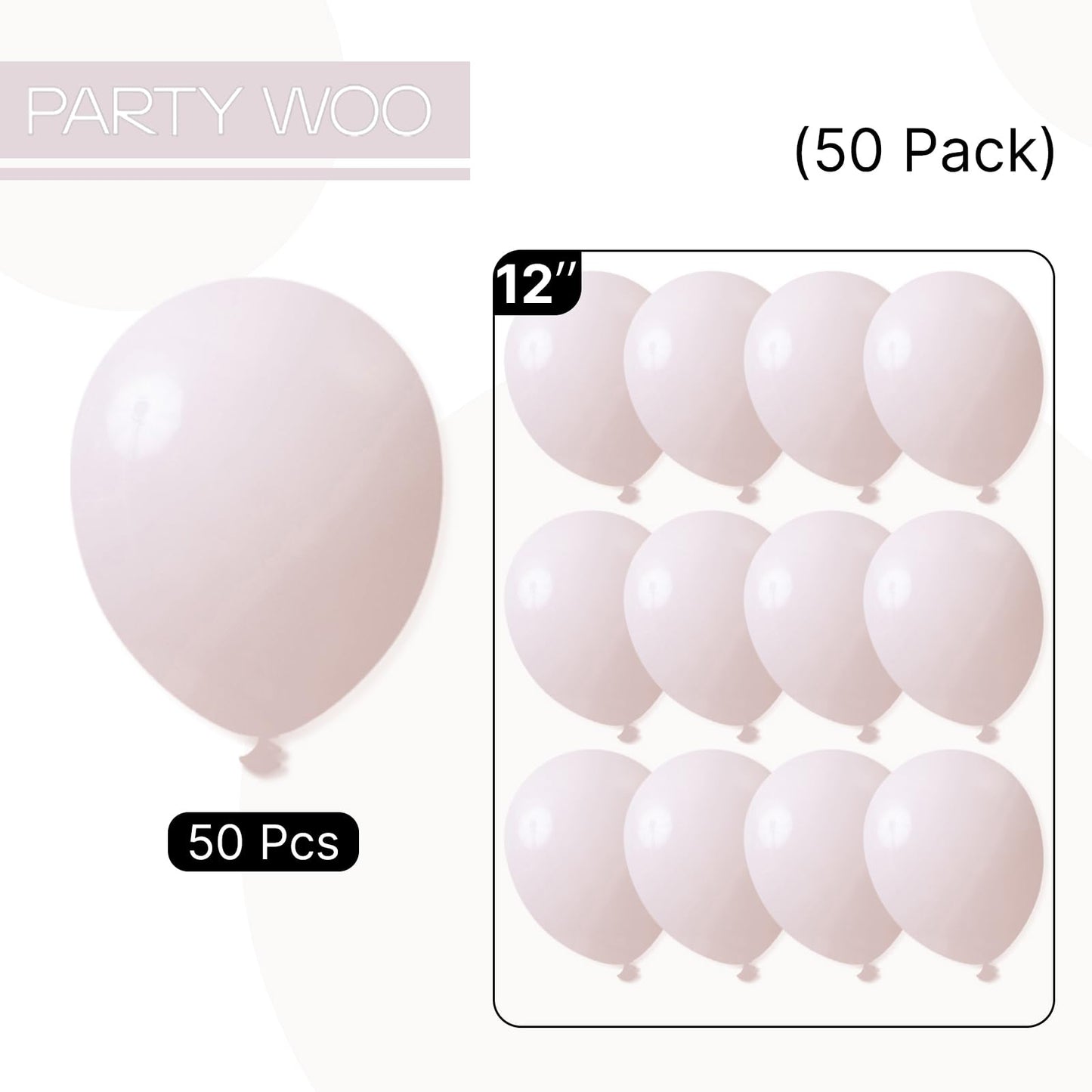 PartyWoo Beige Balloons 50pcs 12 Inch Boho Cream Ivory Neutral Latex Helium Balloons for Graduation Wedding Anniversary Engagement Bridal Graduation Baby Shower Birthday Party Decorations White-F60