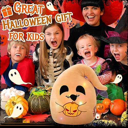 BSTAOFY 12'' Light up Halloween Ghost Plush Pillow with Pumpkin Lantern LED Halloween Plush Toy Home Party Decorations Nightmare Before for Toddler Kids