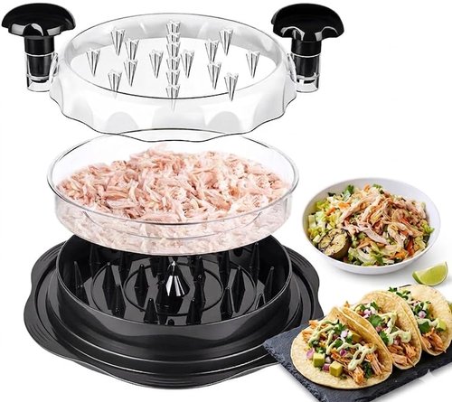 Chicken Shredder Tool Twist – Large Meat Shredder for Chicken, Pork & Beef, Rotisserie Chicken Shredder Bowl with Removable Bowl, Handle, Anti-Slip Base, Dishwasher Safe