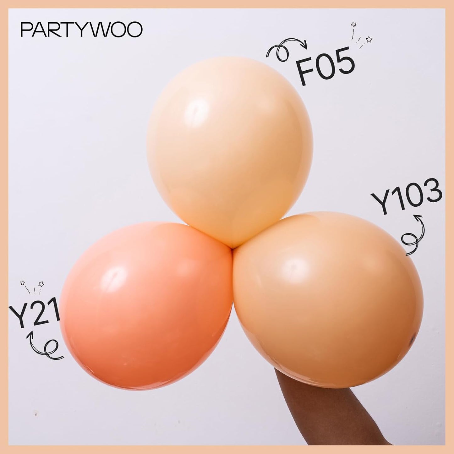 PartyWoo Peach Balloons - 50 Pcs Mini 5 Inch Pastel Light Orange & Pink Latex for Weddings & Parties