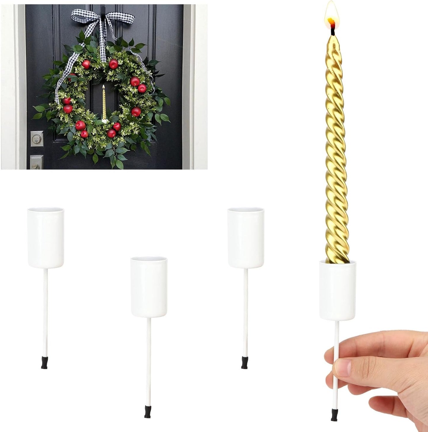 Skiennix Christmas Candle Holder Set - 4 Black Candlestick Holders for Weddings & Parties | Elegant Decor
