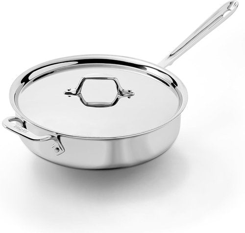 All-Clad D3® Stainless Steel 4 Quart Sauté Pan With Lid | Oven Safe & Induction Compatible Cookware