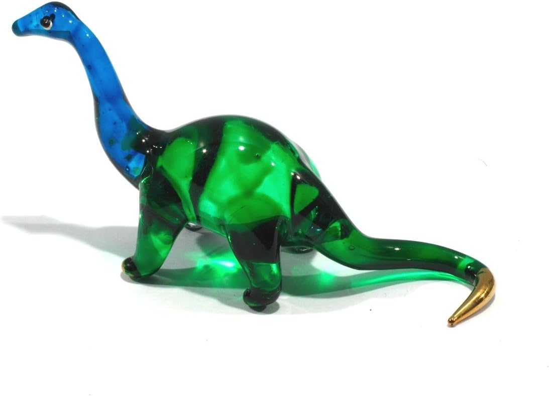 Miniature Blown Glass Brontosaurus Figurine - 2.5" Jurassic Collectible Decor
