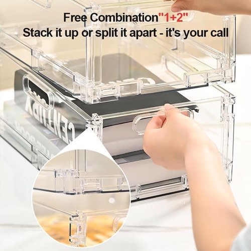 Foldable Plastic Baskets by [Brand Name] - Stackable Storage Solution with Handles | 2-Pack for Home & Office (8.07” x 6.1” x 3.74”)