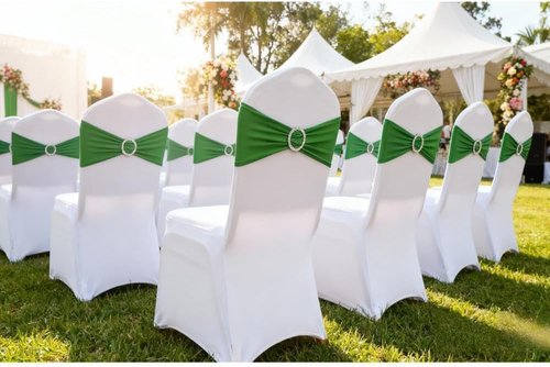 Emerald Green Chair Sashes - 100 Pack Dark Green Spandex Bands for Christmas Party Decor