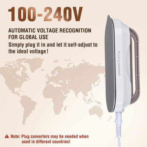 Biupky Mini Travel Iron - Fast Heating 300W Dry Iron with Ceramic Non-Stick Soleplate | Lightweight 0.8lbs