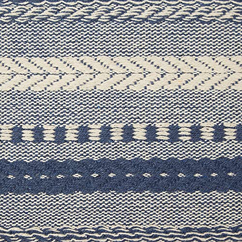 DII Braided Cotton Table Runner with Fringe - French Blue, 15x77 inch