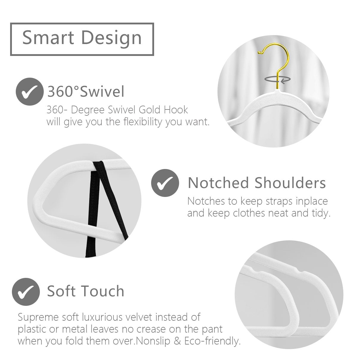 MIZGI Premium Velvet Hangers Pack 50 Pcs Heavyduty - Non Slip Slimline - Velvet Suit Hangers White - Gold Hooks,Space Saving Clothes Hangers