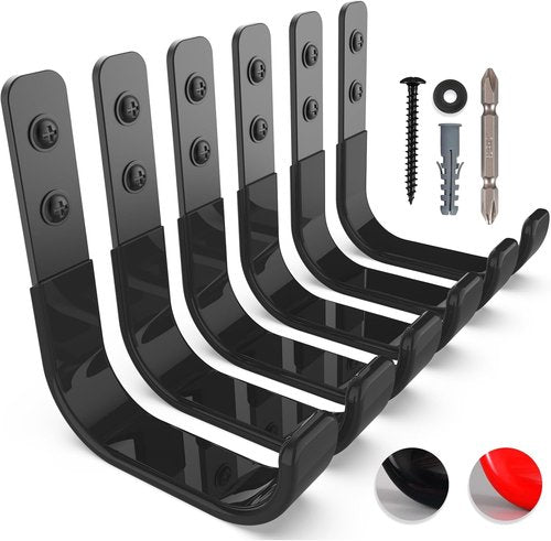 **Skiennix Heavy Duty Garage Hooks - 6 Pack 4-Inch Wall Mount Tool Organizers | Holds Up to 55 lbs**