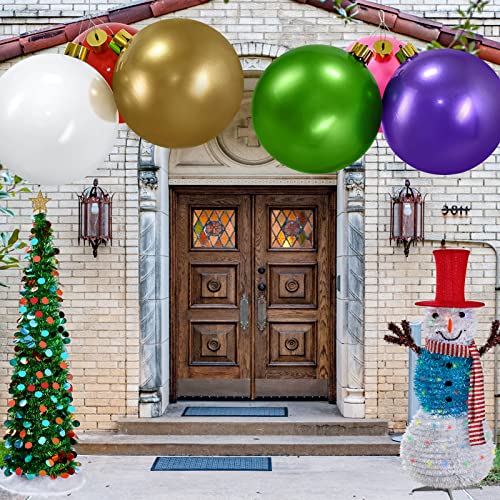 BEAUTYFLOWER Silver 25-Inch Inflatable Oversized Christmas Ornament - Weather Resistant Holiday Decor