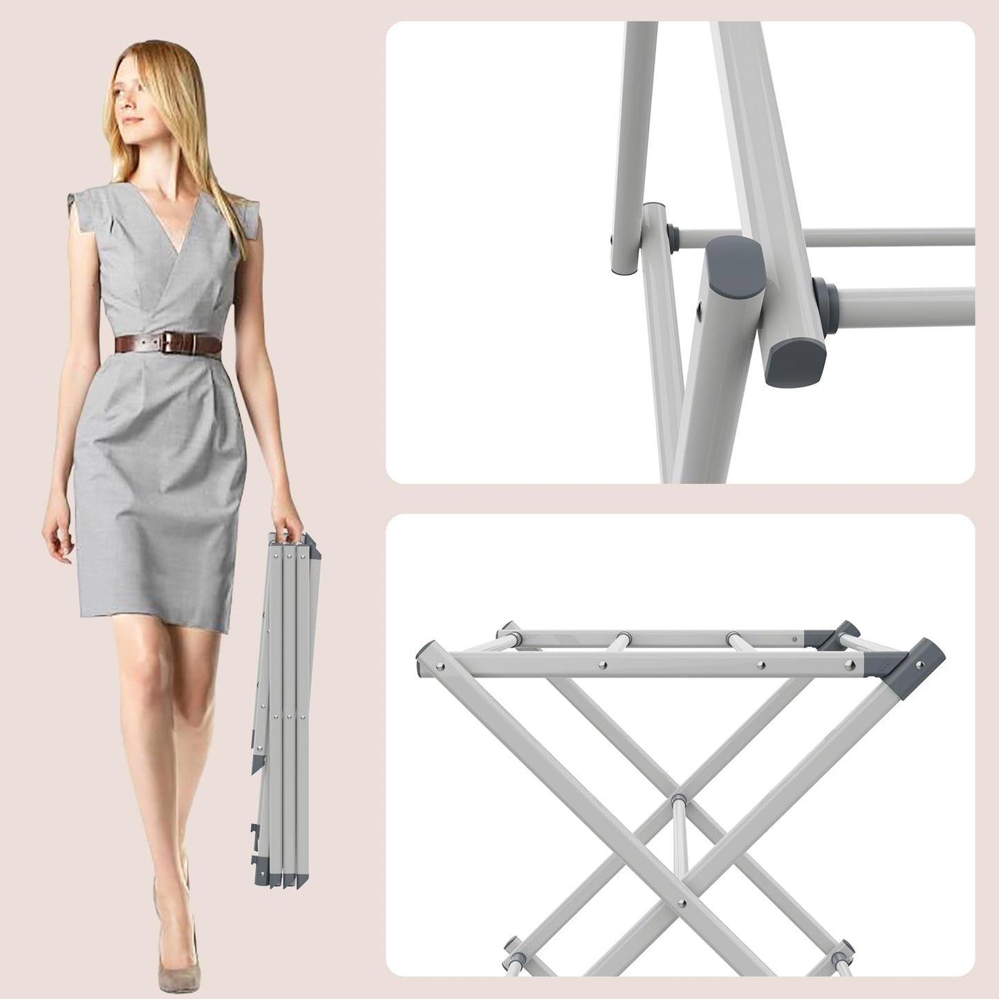 SsngygHme Drying Rack for Laundry, Foldable Clothes Drying Rack, Small Collapsible Dry Rack for Clothes, Use for Indoor & Outdoor Drying Clothes, 40"x29"x14.5"(White)