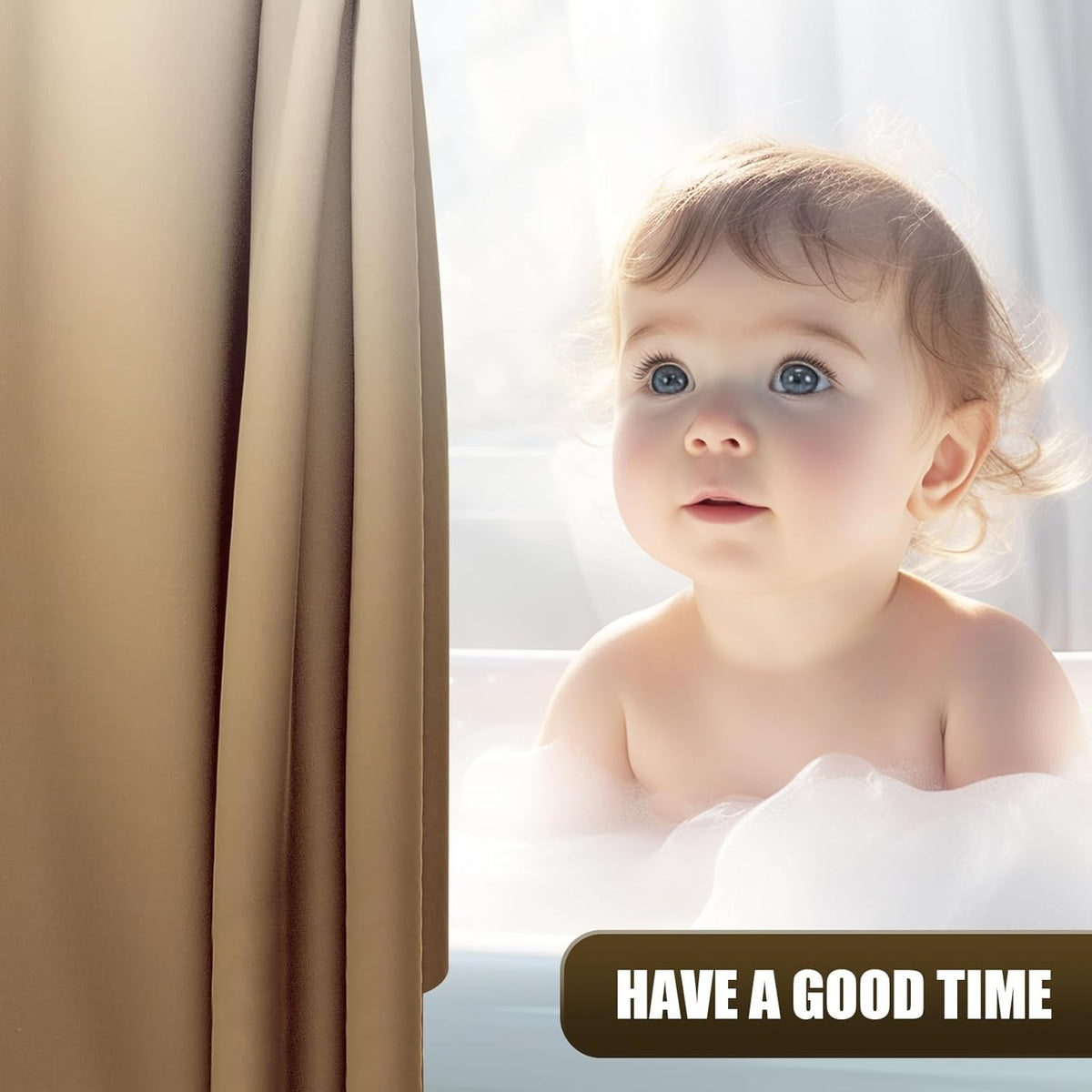 OLANLY Luxury Ombre Shower Curtain Set - Waterproof & Washable Beige/White | 72x72 Inches with 12 Hooks