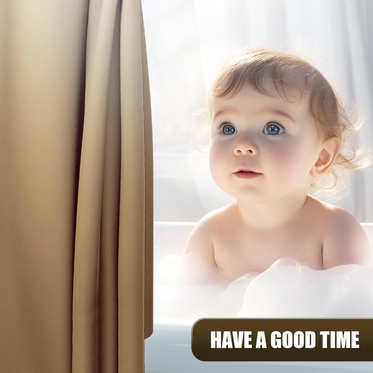 OLANLY Luxury Ombre Shower Curtain Set - Waterproof & Washable Beige/White | 72x72 Inches