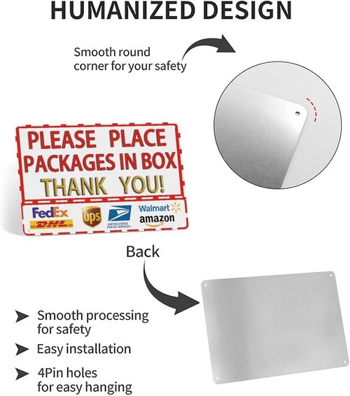 Delivery Signs for Packages - Metal Package Delivery Box Instructions | 12 x 8 Inch Yard Sign