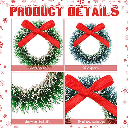 48 Pcs Mini Christmas Wreaths for Crafts & Dollhouse Decoration - Blue-Green & Grass-Green Styles