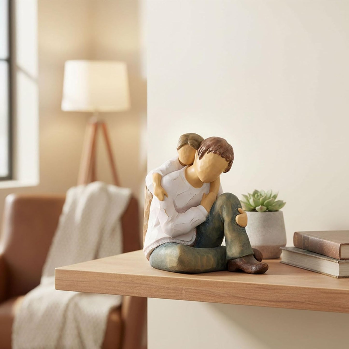 NAN ZAI NAN FANG Father-Daughter Figurine - Personalized Resin Sculpture for Dad | 4.7" Hand-Painted Gift