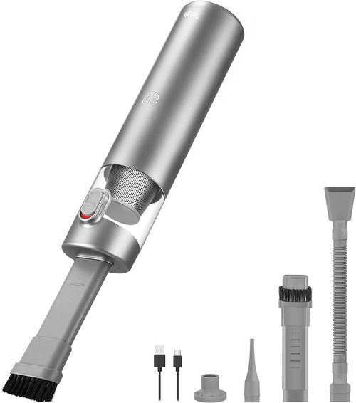 Brigii Mini Handheld Vacuum - Cordless 3-in-1 Car Vacuum, Air Duster & Hand Pump | Portable Rechargeable Cleaner with Crevice Nozzles