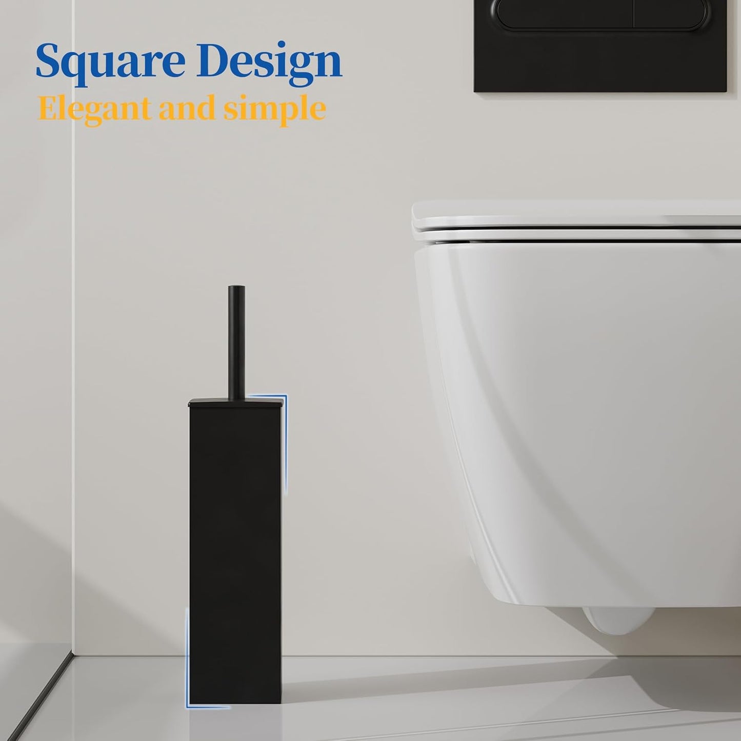 RUACQ Toilet Brush and Holder Set 2pcs,Square Toilet Bowl Brush for Bathroom with 304 Stainless Steel Handle Toilet Cleaner Brush with Durable Scrubbing Bristles,Splash-Proof (White)