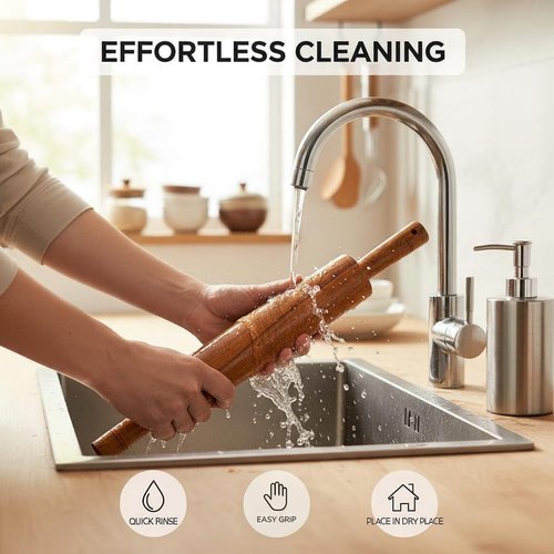 Classic Wooden Rolling Pin - 18-Inch Hardwood Dough Roller for Baking Pizza, Pie, Pastry & Cookies