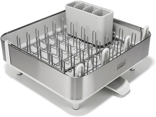 Joseph Joseph Extend Steel Plus Dish Rack - Expandable Drainer with Wine Glass Holder & Drain Spout