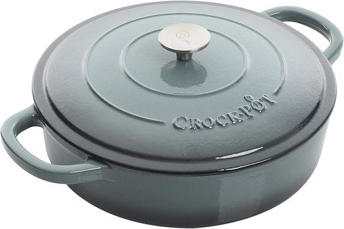Crock-Pot Enameled Cast Iron Braiser with Lid - 5 Quart Capacity in Slate Gray