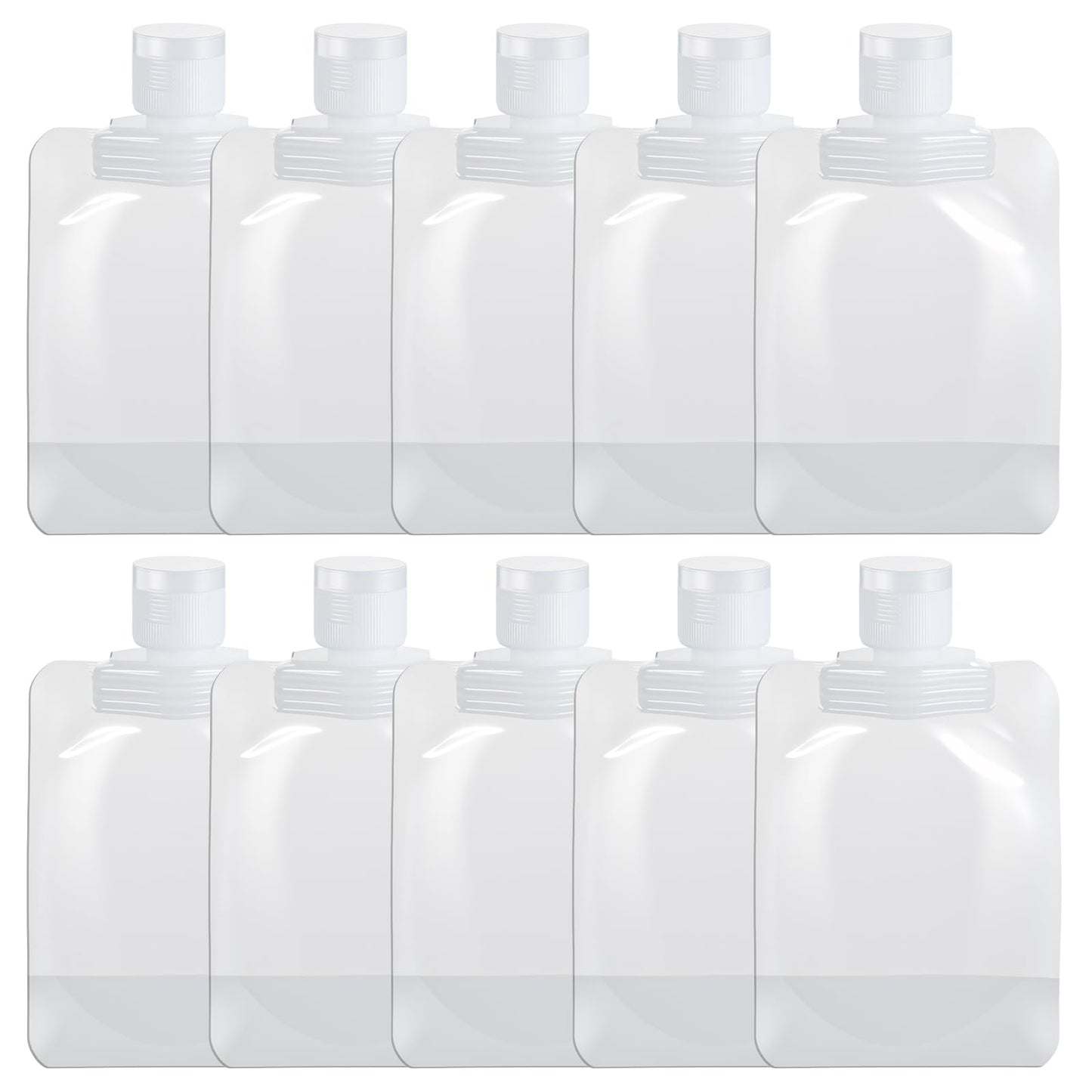 Liquid Pouches for Travel, 10 Pcs 50ml Transparent Portable Fluid Packing Bags Leak Proof Travel Pouch for Liquids Reusable Empty Squeeze Pouches Applies to Toiletry Cosmetic Lotion Shampoo Shower Gel