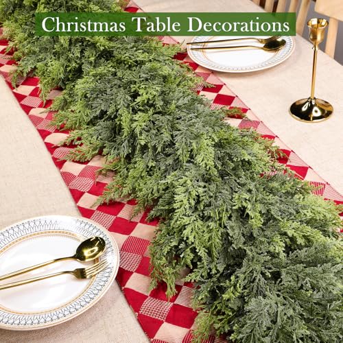 TURNMEON 9FT Extra Thick & Lush Real Touch Cedar Garland Christmas Garland, A1 Variation