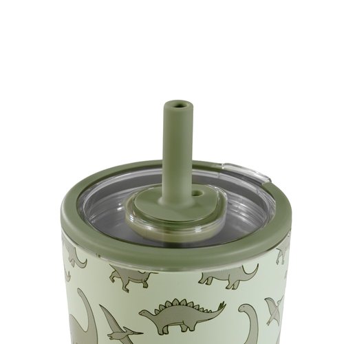 HydroJug Everyday Tumbler 14 oz – Ceramic-Lined Insulated Tumbler with Straw and Soft-Touch Lid, Cup Holder Friendly, Double-Wall Vacuum Insulation, Reusable Travel Cup – Dinosaur