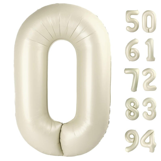 Cream Number Balloon 40 Inch, Cream 0 Number Balloons, 10 20 30 40 50 Numbers Balloon Birthday Decorations, Party Supplies for Women Men