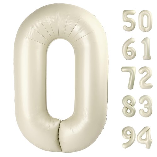 Cream Number 21 Balloon 40 inch, 21 Number Balloons, 21st Cream Birthday Decorations, 21 Year Old Women Men White Party Supplies