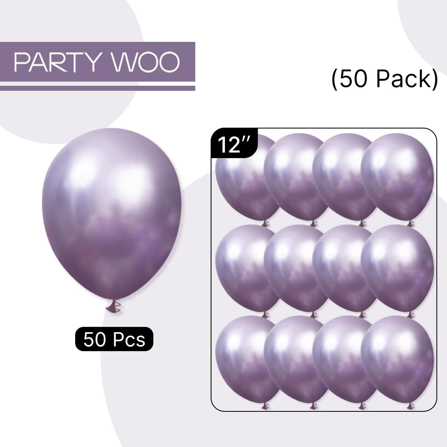 PartyWoo Metallic Purple Balloons 50pcs 12 Inch Chrome purple Balloons for Graduation Baby Shower Bridal Shower Wedding Bachelorette Engagement Girl Butterfly Birthday Party Decorations Purple-G130