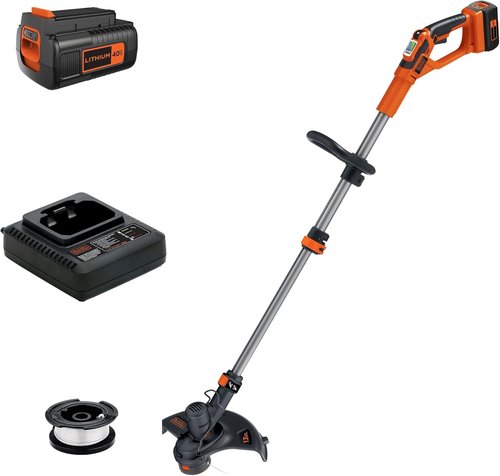 BLACK+DECKER 40V MAX String Trimmer Edger - Cordless 2-in-1 Weed Wacker with Adjustable Pole, Battery & Charger Included