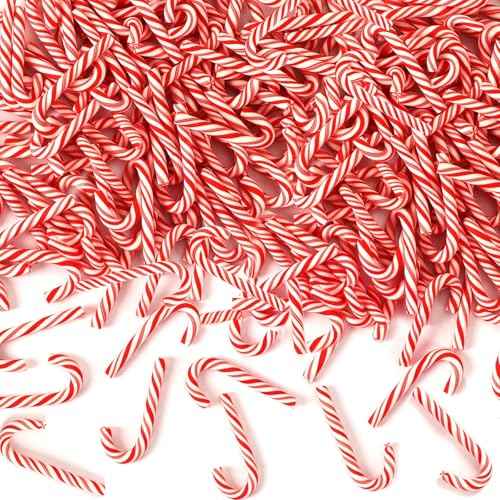 50pcs Mini Christmas Candy Cane for Crafts Fake Candy Decor Peppermint Ornaments Xmas Table Scatters Red and White Candy Vase Filler for Decorations Party Favors Supplies (31¡¿12mm)
