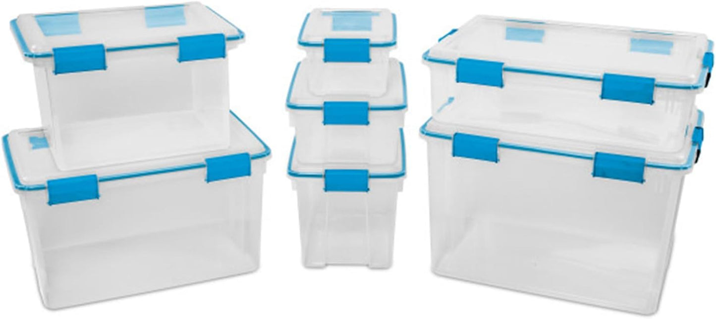 Sterilite 4-Pack Gasket Box | Weather-Resistant 80 Quart Storage Bins with Latching Lids - Heavy-Duty Organizers for Home and Office