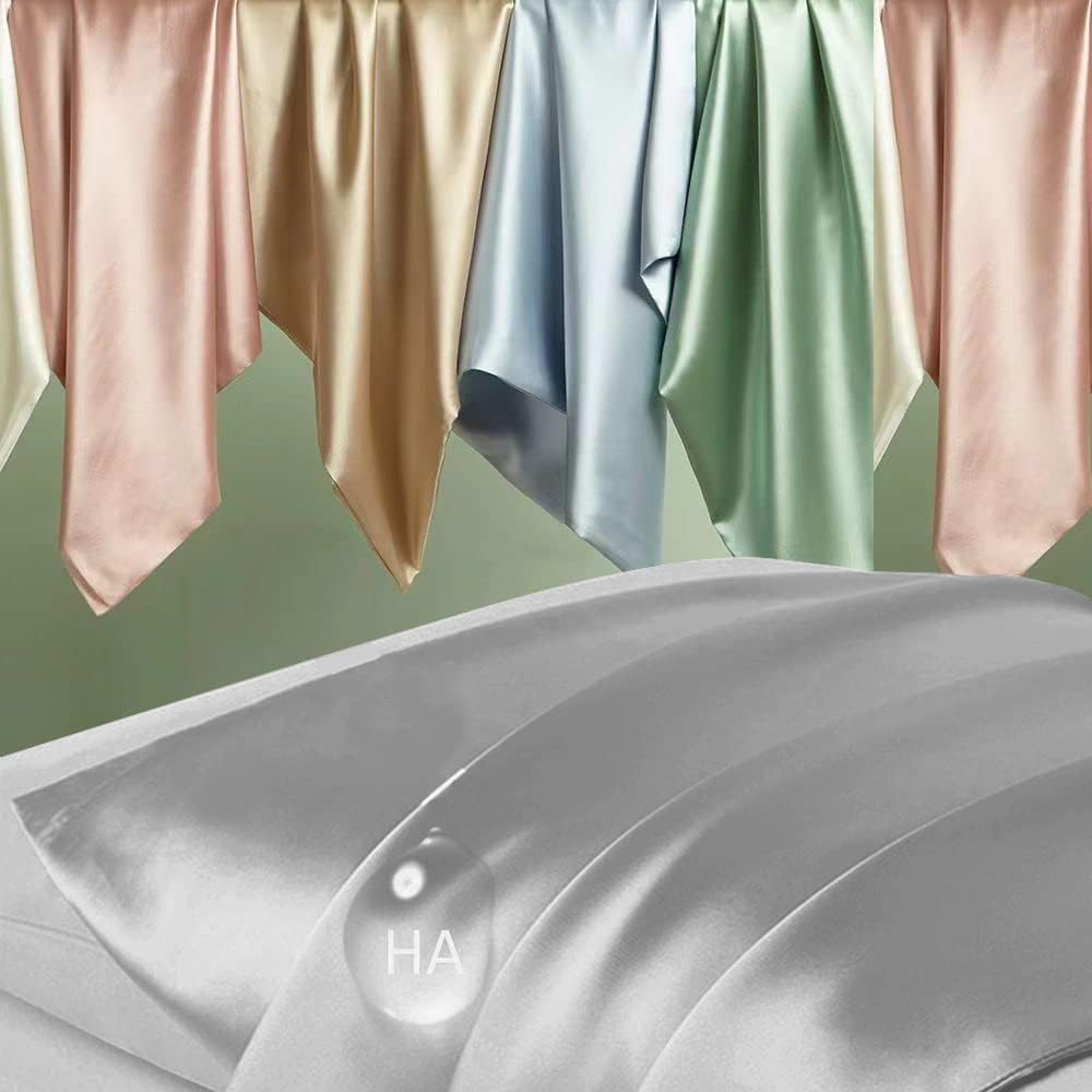 Mulberry Silk Pillowcase by Regine Switzerland - Anti-Acne Cooling Queen Size | Smooth Natural Satin in Grey