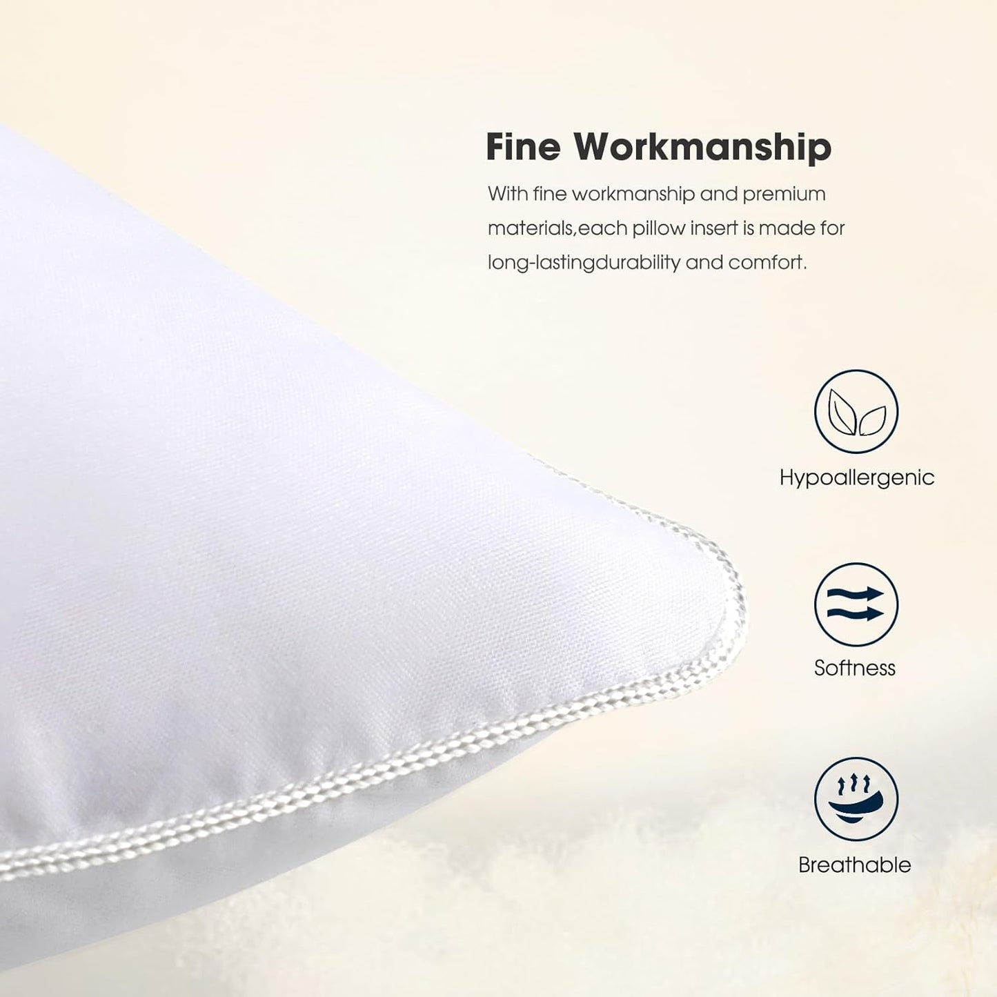 WINGLAM Throw Pillow Inserts - Hypoallergenic Ultra Soft Down Alternative | 36x36 Inches, White