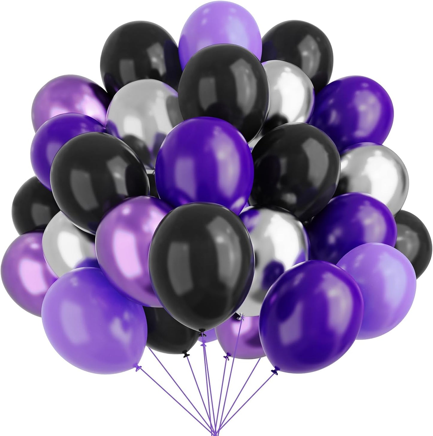 Skiennix 12-Inch Purple & Black Latex Balloons - 67pcs for Birthday, Graduation & Party Decor