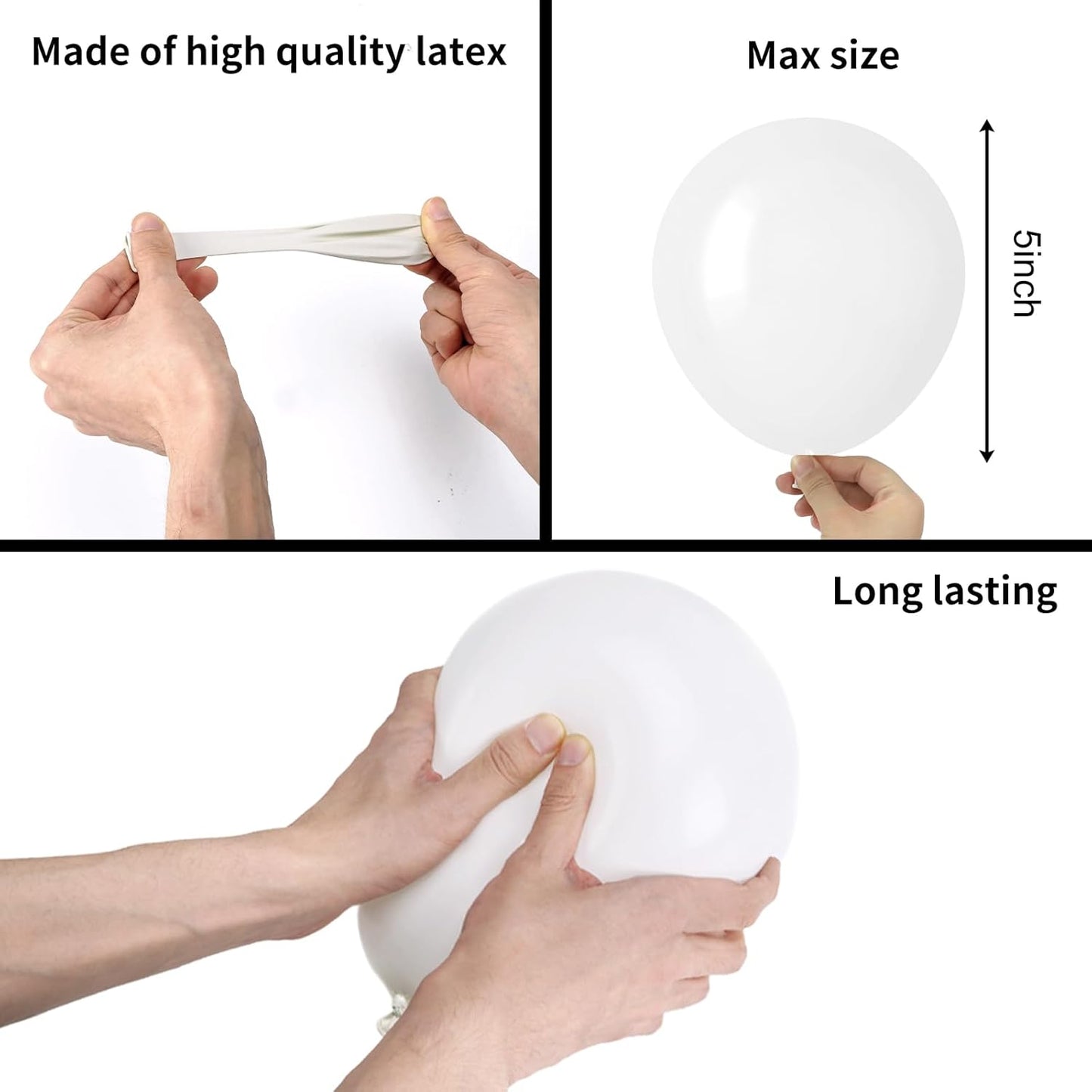 RUBFAC White Balloons - 5 Inch Latex Party Balloons | 120pcs for Graduation, Weddings & Celebrations