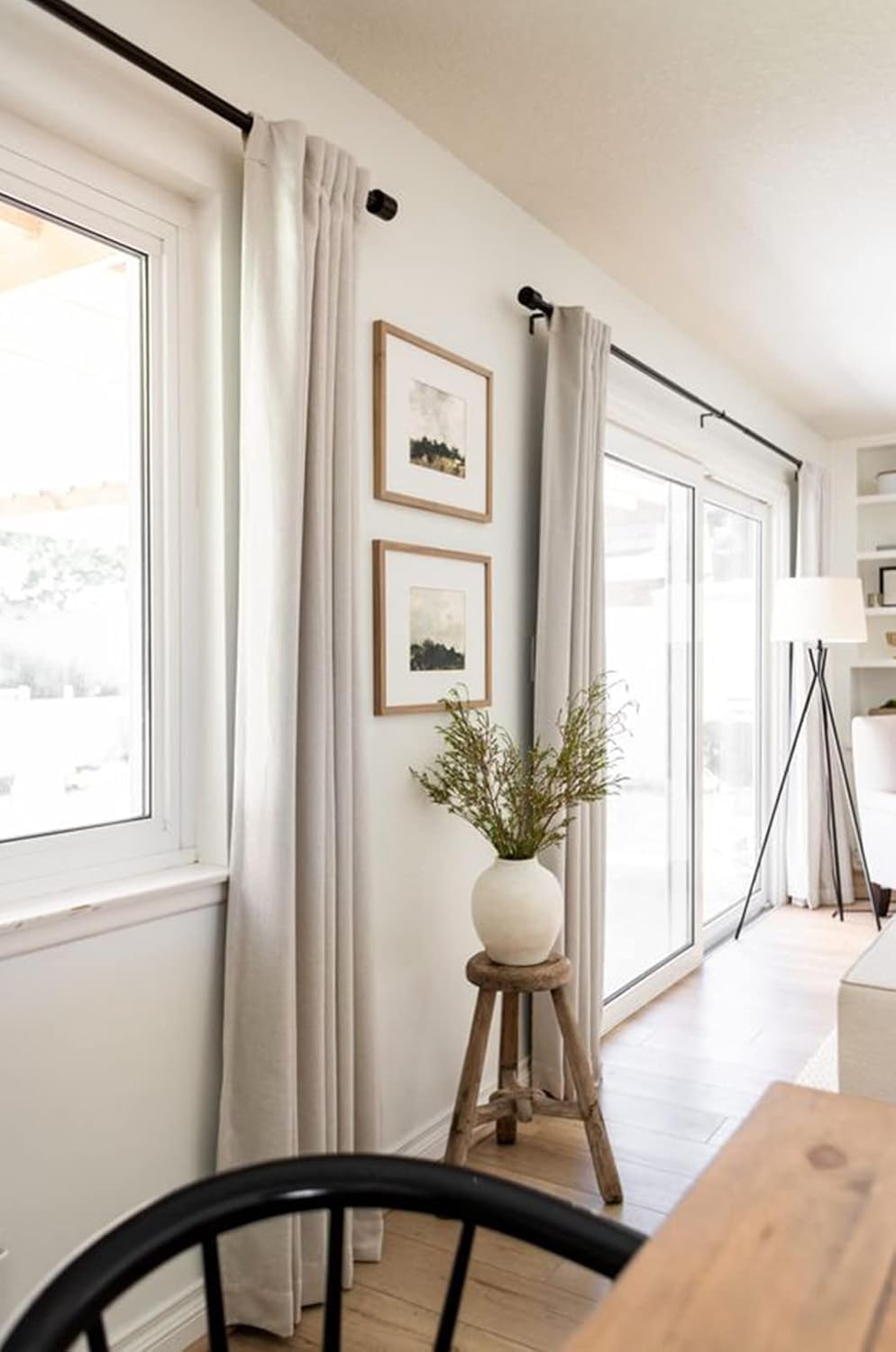 Skiennix 100% Blackout Linen Curtains - Thermal Insulated Drapes for Bedroom | 63" Long, Cream, 2 Panels Set