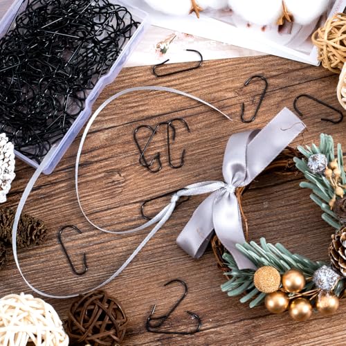 Black Christmas Ornament Hooks - 100 Pcs Adjustable Metal C-Shaped Hangers for Tree Decorations