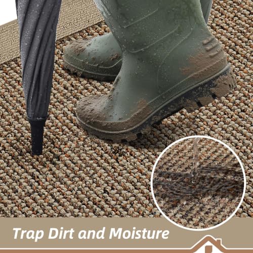 Indoor Door Mat 32x48 Taupe Dirt Trapper Non-Slip Entrance Rug - Low Profile