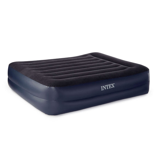 Intex Dura-Beam Standard Series Pillow Rest Raised Airbed w/Built-in Pillow & Electric Pump, Bed Height 16.5", Queen