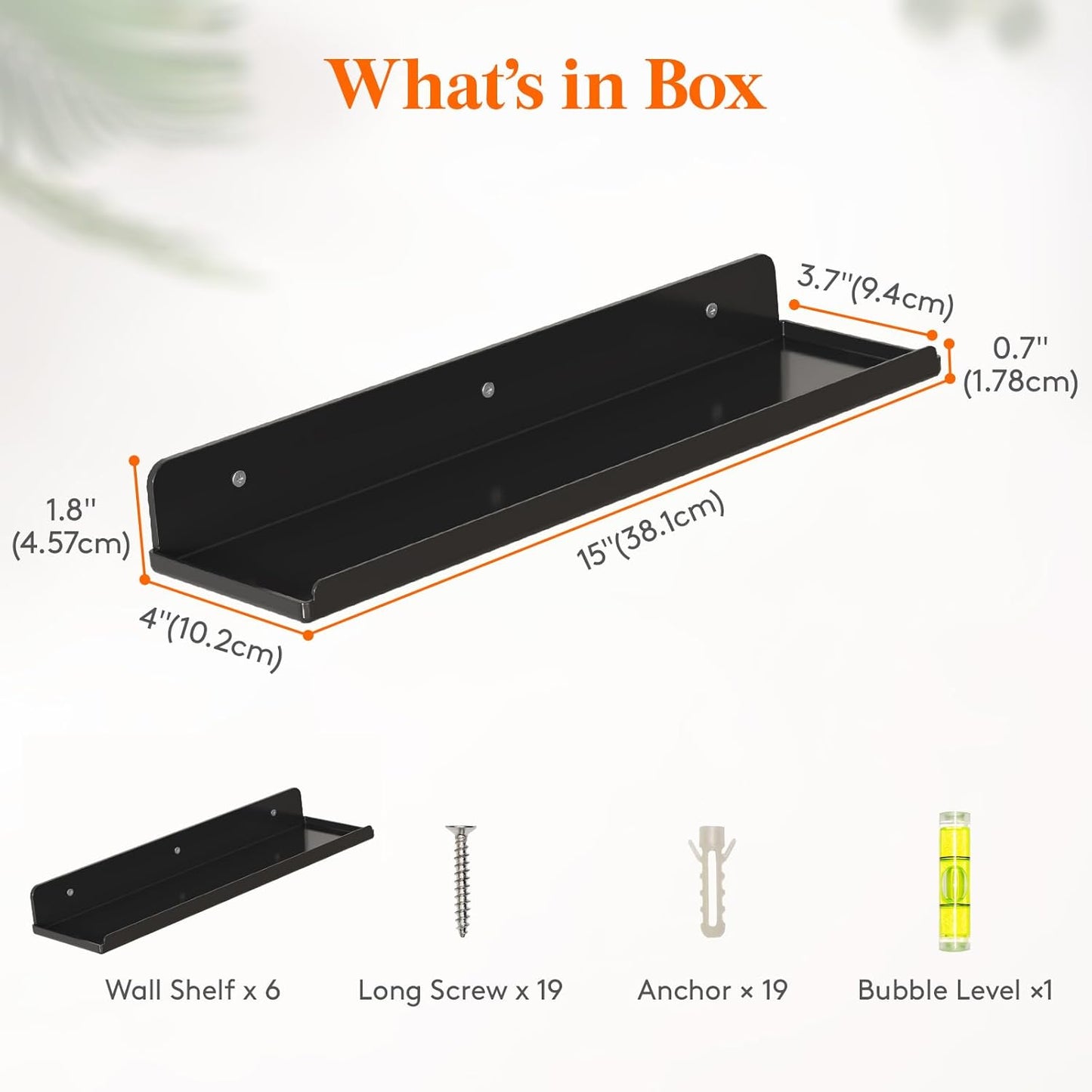 Lifewit Floating Shelves - 15" Acrylic Wall Organizer for Perfume & Decor | Black, 6 Pack