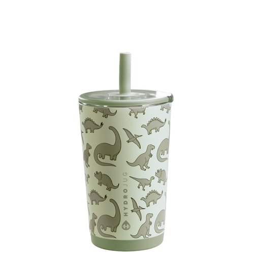 HydroJug Everyday Tumbler 14 oz – Ceramic-Lined Insulated Tumbler with Straw and Soft-Touch Lid, Cup Holder Friendly, Double-Wall Vacuum Insulation, Reusable Travel Cup – Dinosaur