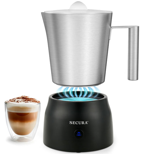 Secura Detachable Milk Frother, 17oz Electric Milk Steamer Stainless Steel, Automatic Hot/Cold Foam and Hot Chocolate Maker with Dishwasher Safe, 120V